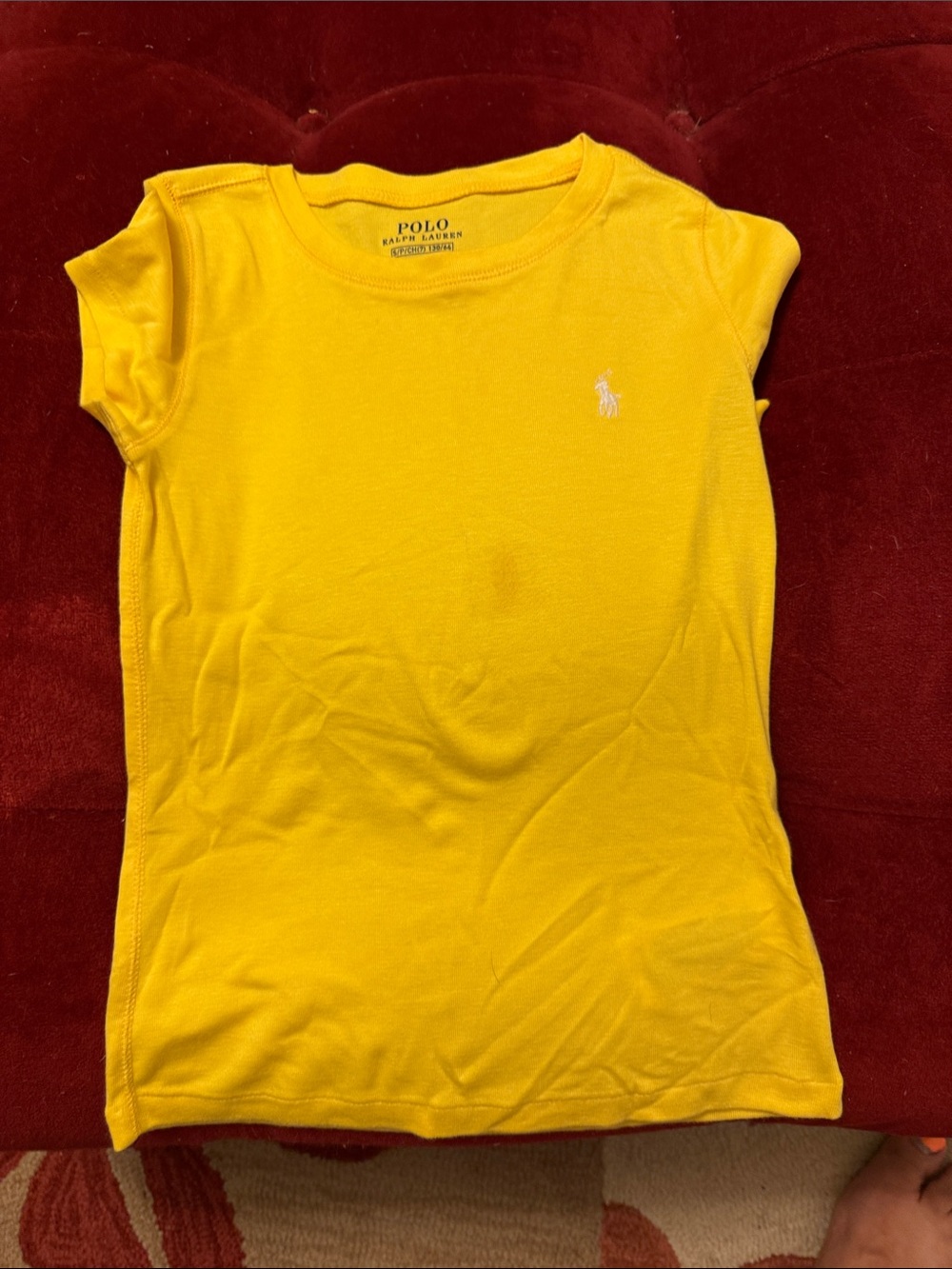 Polo by Ralph Lauren Girls' Bright Yellow Short Sleeve Tee with White Pony